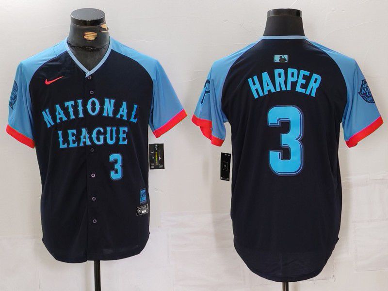 Men Philadelphia Phillies #3 Harper Blue All star 2024 Nike MLB Jersey style 5->->